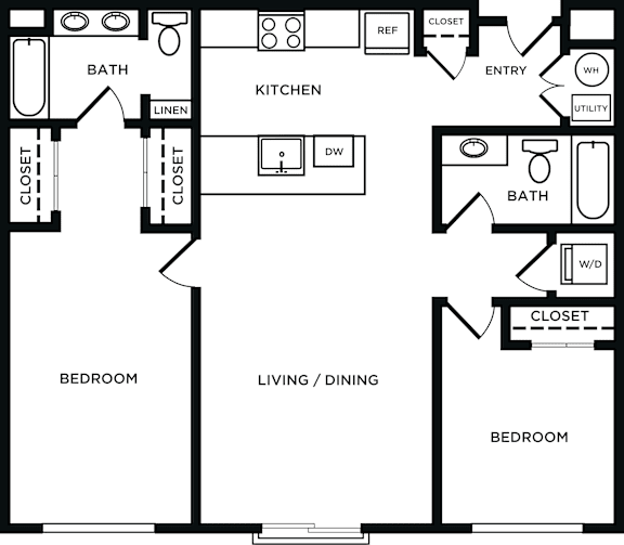 A black and white image of a floor plan for a house.