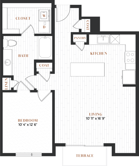 a floor plan of a bedroom apartment with a bathroom and a living room
