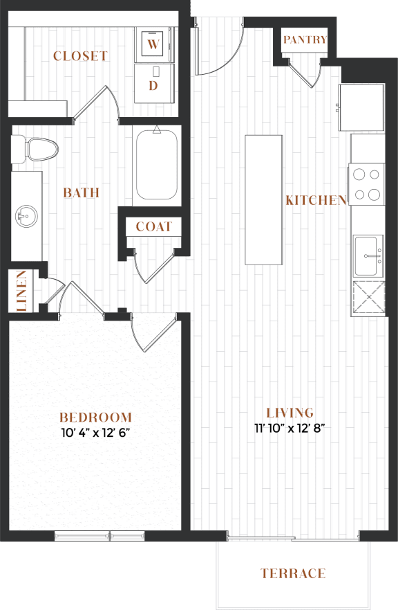 a floor plan of a bedroom apartment with a bathroom and a living room