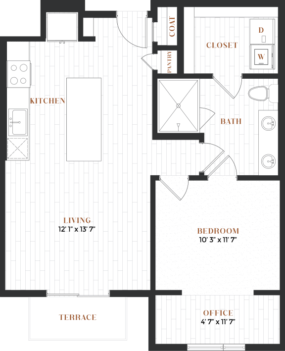 a floor plan of a house with a bedroom and a living room