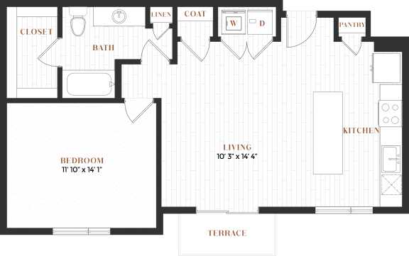 the floor plan of a bedroom apartment with a bathroom and a living room