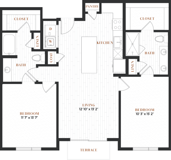 two bedroom floorplan