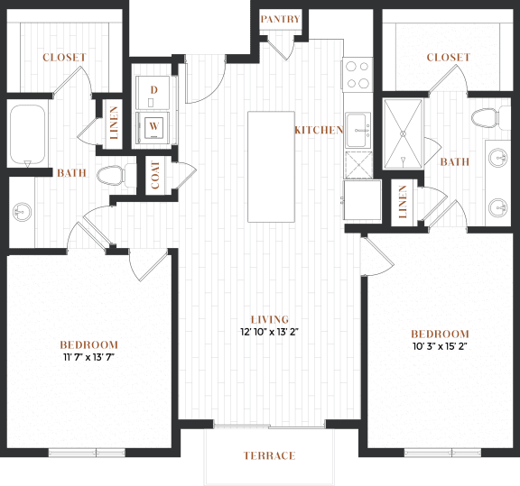 two bedroom floorplan