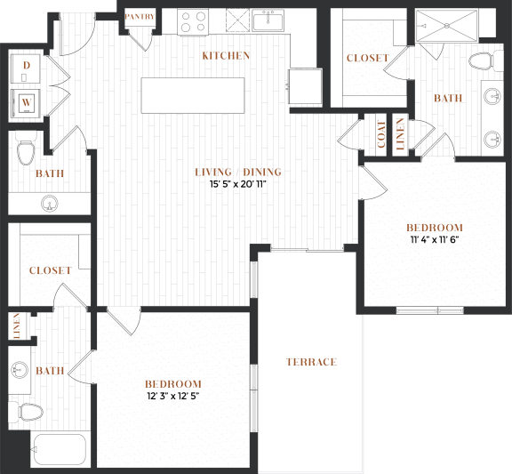 two bedroom floorplan