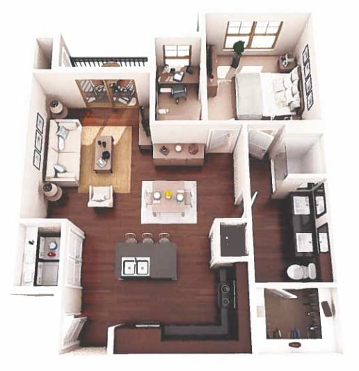 Floor Plan  a 3d drawing of a floor plan of a house