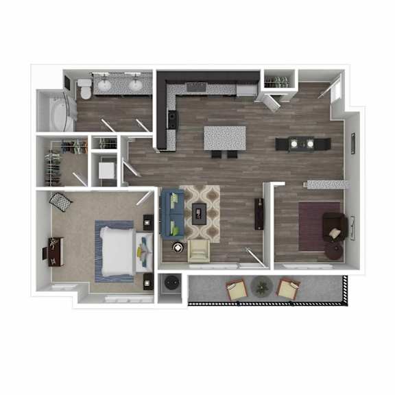A floor plan of a house with a kitchen, living room, and bathroom.