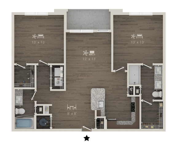 a floor plan of a 1 bedroom floor plan with a bathroom and a living room