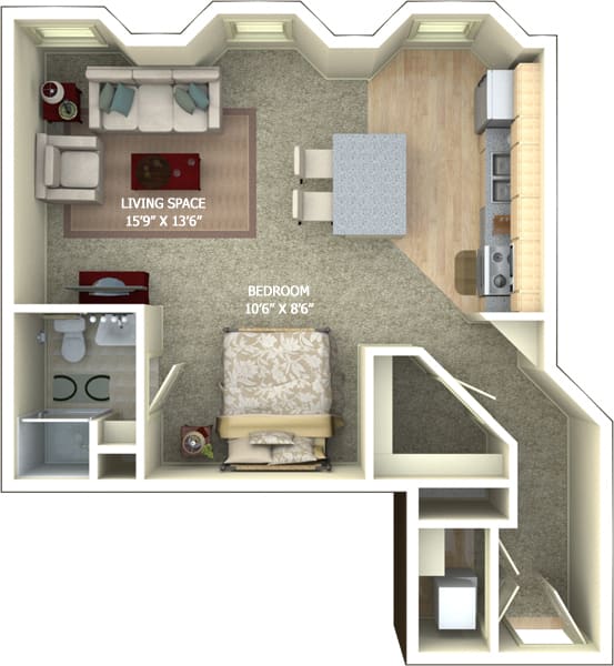 A3 Floor Plan at 1600 Glenarm Place, Denver, 80202