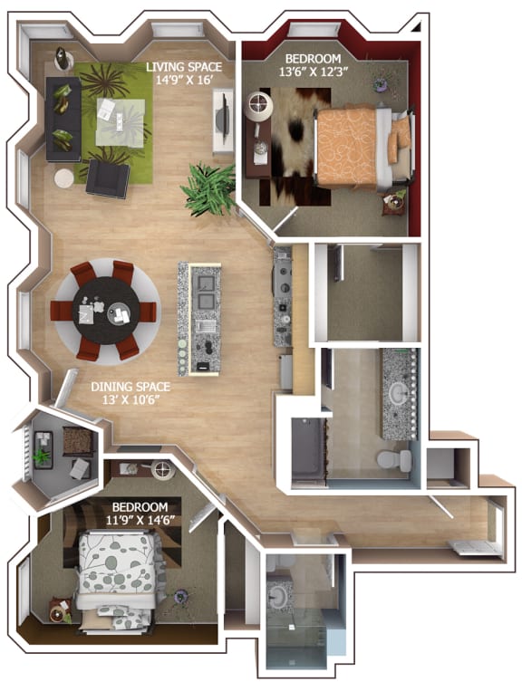 C1 Floor Plan at 1600 Glenarm Place, Denver, CO, 80202