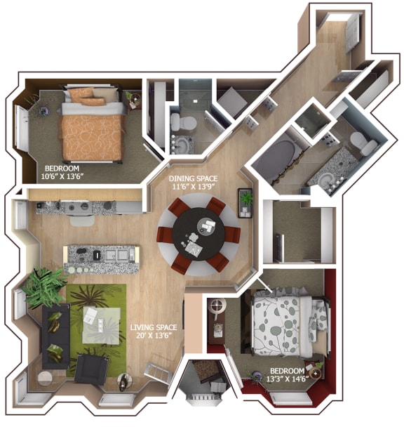 C2 Floor Plan at 1600 Glenarm Place, Denver, 80202