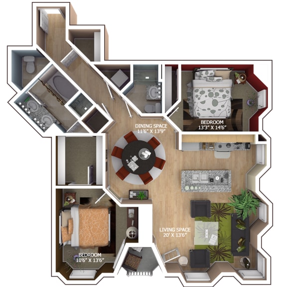 C3 Floor Plan at 1600 Glenarm Place, Denver, Colorado
