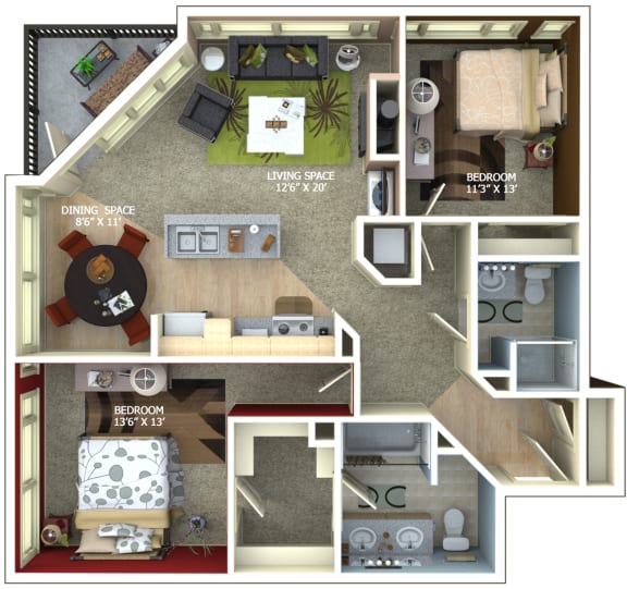 E9 apartment with 2 Bedroom