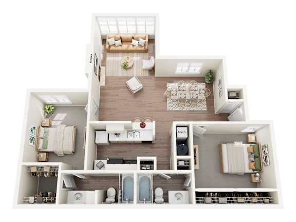 The Lilac Floorplan at Greenhouse Apartments, Kennesaw, Georgia