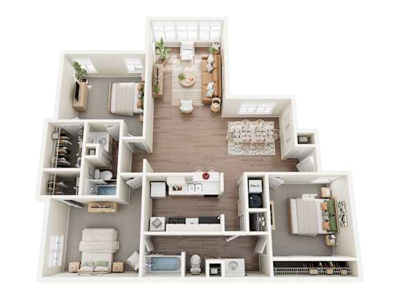 The Tulip Floorplan at Greenhouse Apartments, Kennesaw, GA