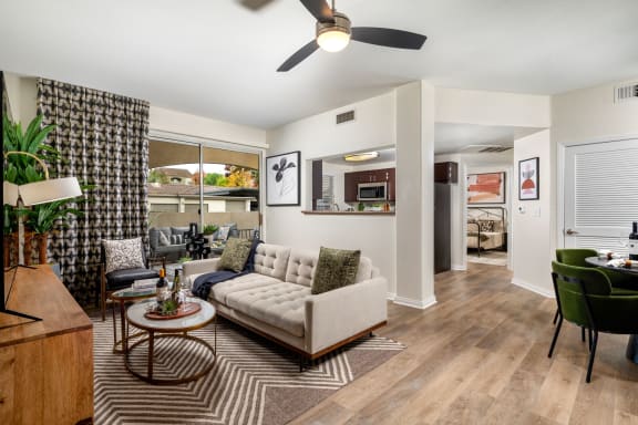 Living room with a couch and a table at Tuscany Ridge, Temecula, CA 92591