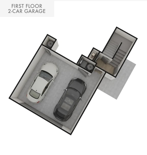 Floor Plan  a first floor car garage with a car parked in it