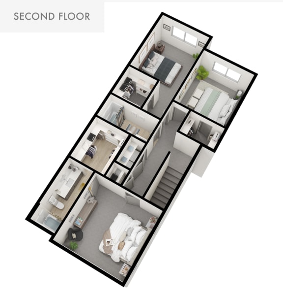 a 3d floor plan of a bedroom apartment