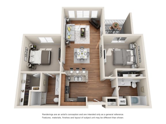 2 Bed 2 Bath Floor plan at Harrington Square, Washington, 98056