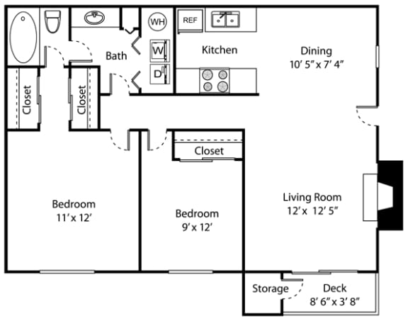a floor plan of a home with a bedroom and a living room