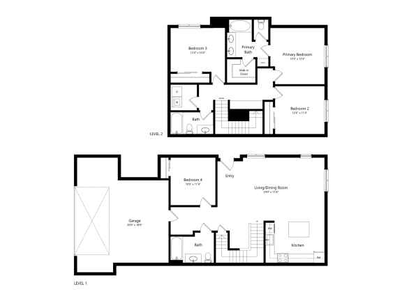 bedroom floor plan an in 2d at Jackson Pointe 111, Spring Valley, CA