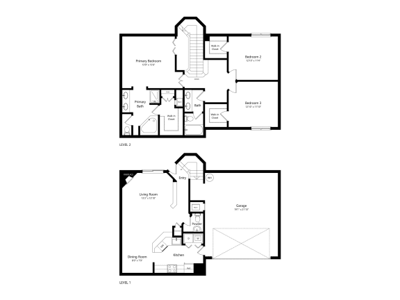 bedroom floor plan an in 2nd and 3rd floor at Jackson Pointe 111, Spring Valley, CA