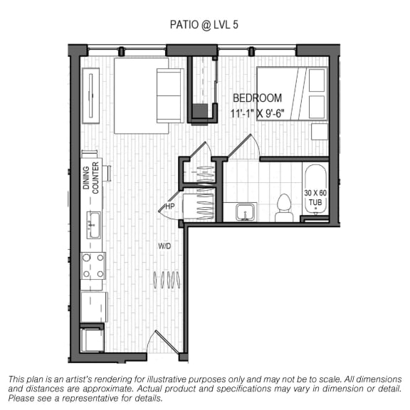 the floor plan of a bedroom apartment
