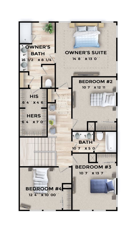 a floor plan of a home with four bedrooms and a bathroom