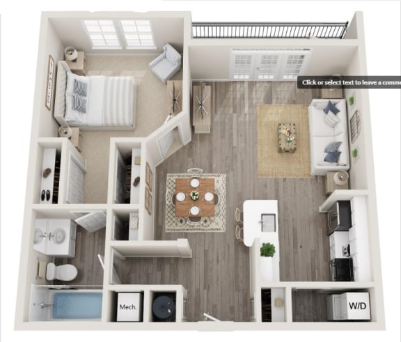 1 bedroom floor plan