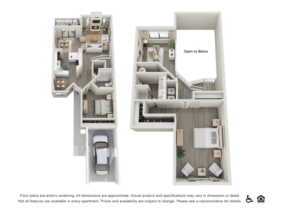Two Bedroom with Loft floorplan
