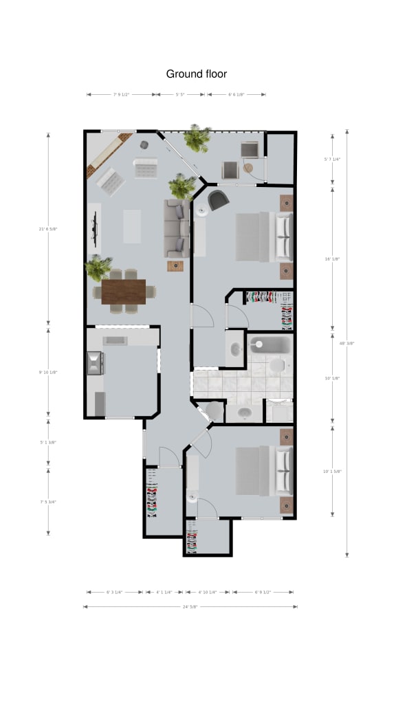 floor plan of the ground floor of the house