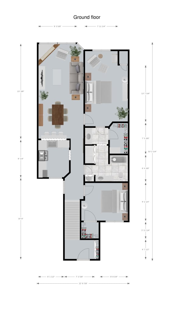 floor plan of the ground floor of the house
