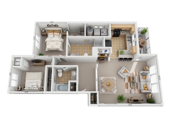 Floor Plan  2 Bedroom | 2 Bathroom