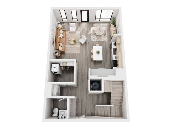 a floor plan of a bedroom with a living room
