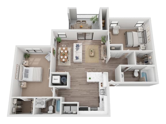 a bedroom floor plan of a 2100 sq ft apartment