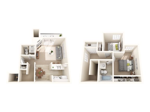a stylized floor plan of a 2100 sq ft apartment