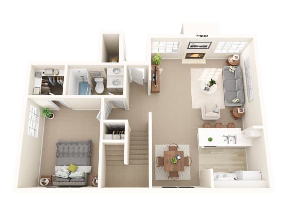 a floor plan of a house with a bedroom and a living room