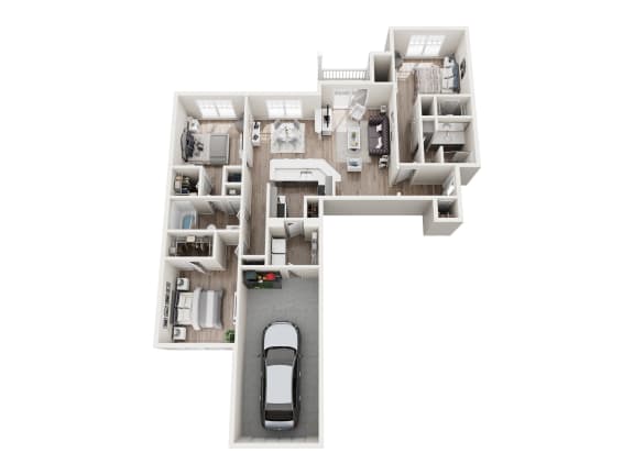 Juneau 1 car garage, 3 bed 2 bath floorplan