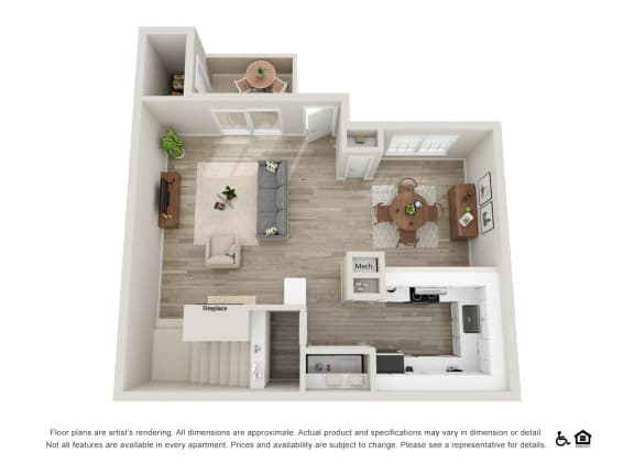 Di Mare 2 Bedroom 1,230 sq.ft. Floor Plan at Marquessa Villas, Corona, California
