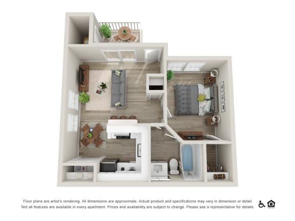 Milano 1 Bedroom 543 sq.ft. Floor Plan at Marquessa Villas, Corona, CA, 92879