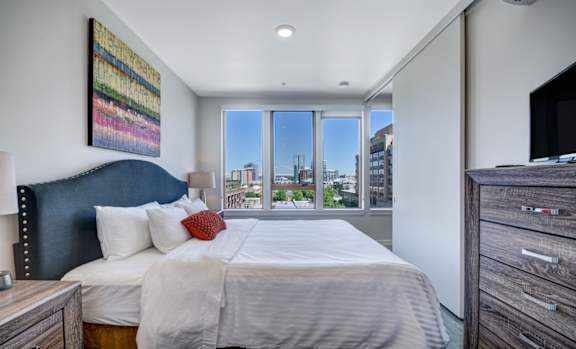 Bright Bedroom at mResidences Portland Pearl District, Portland, OR