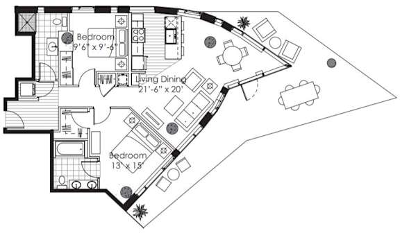 A black and white image of a house floor plan.