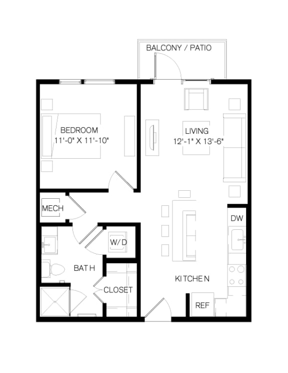 Nexus East Apartments A1 Floor Plan