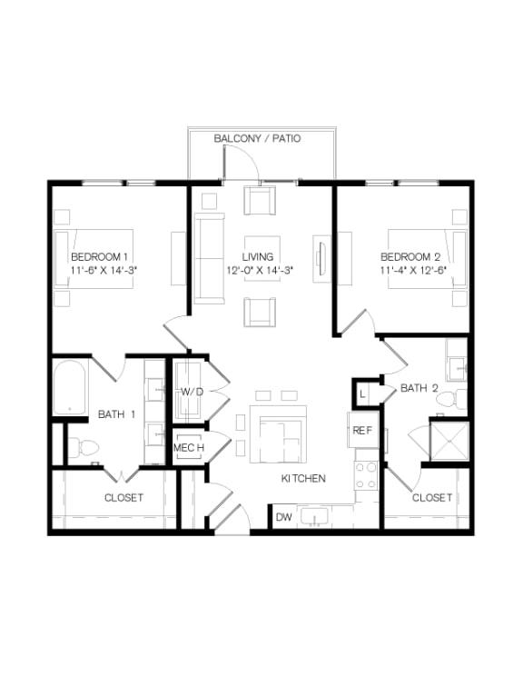 Nexus East Apartments B1 Floor Plan