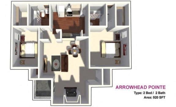 Floor Plan  2x2 junior floor plan 920 sf