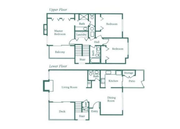 Three Bedroom Townhome floor plan.