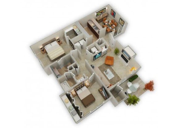 Two Bedroom floor plan.