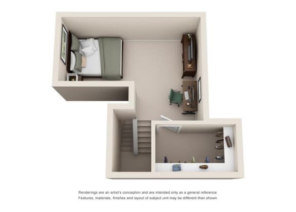 1 Bed 1 Bath Floor Plan at Sorrento Bluff, Beaverton, OR