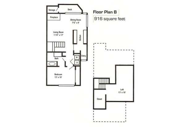 1 Bed 1 Bath Floor Plan at Sorrento Bluff, Oregon