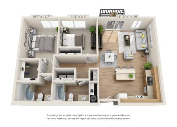 Two Bedroom Two Bedroom at 206, Hillsboro