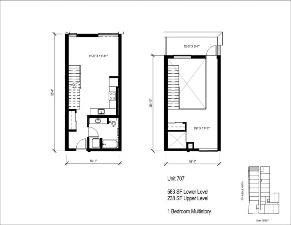 a floor plan and a elevation of a small house